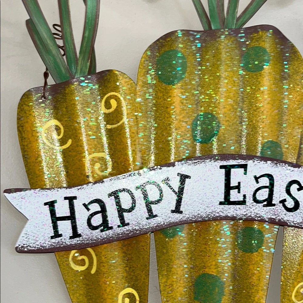 Happy Easter Gold & Green Carrot Wall Hanging